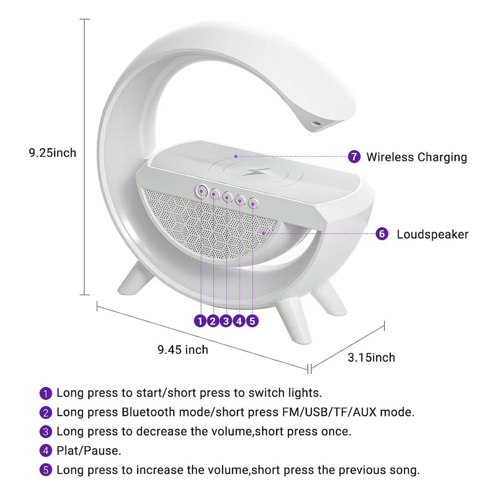 G-Shape LED Wireless Charging Bluetooth Speaker Lamp