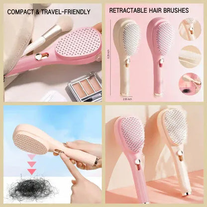 BrushEase™ Decent Retractable Bristle Comb | Telescopic Massage Self Clean Brush